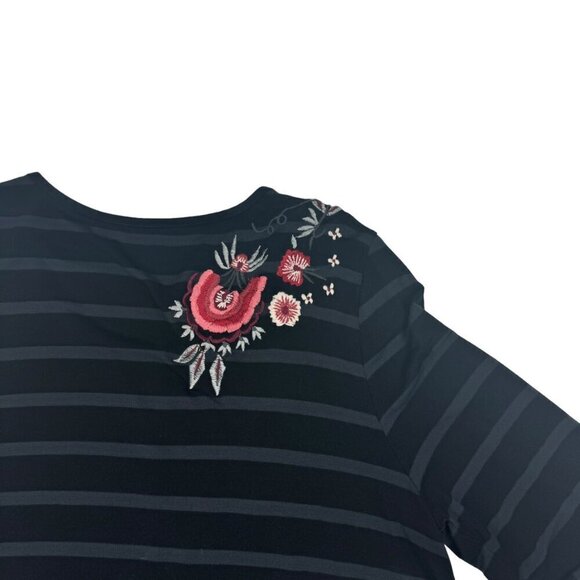 Soft Surroundings Striped Embroidered Tunic Top Women's Size Large - Picture 5 of 7